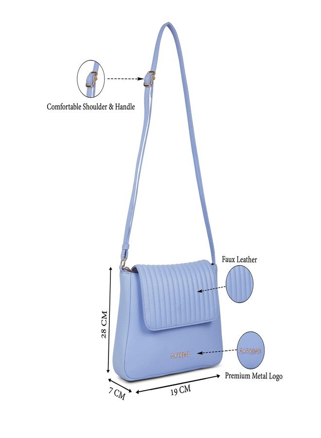 كابريس حقيبة كتف متوسطة الحجم من كابريس صوفيا للنساء بحزام قابل للتعديل | إغلاق بسحاب وزر مغناطيسي | حقيبة يد متعددة الاستخدامات للاستخدام اليومي والسفر والمناسبات الخاصة (أزرق فاتح) - Image 3